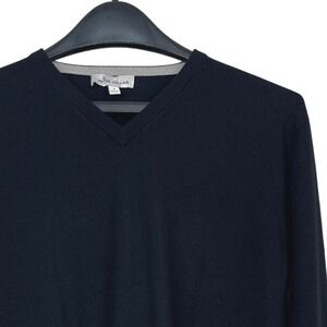 Peter Millar Crown Merino Wool Silk V-Neck Sweater Mens Small Black ME0S13‎